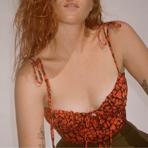 Realisation Par Ana Bustier Top In Sid Small Silk Hearts **SOLD OUT** NWT $160